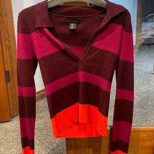 House of Harlow 1960s Striped V Neck Sweater
